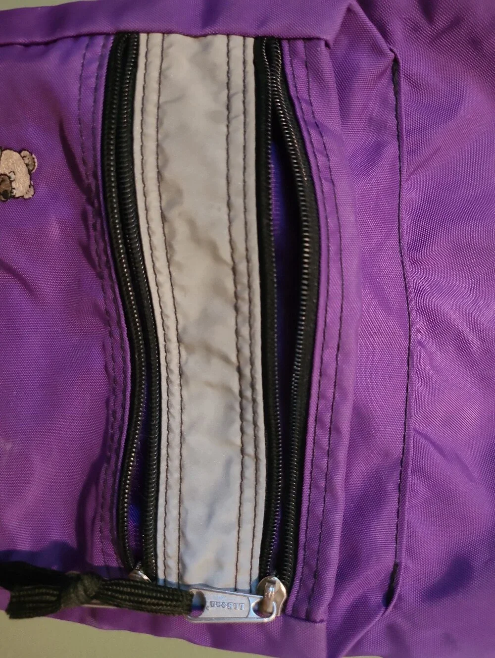 Vintage 90’s Rare LL Bean Embroidered Bear Kid’s Child’s Backpack Purple